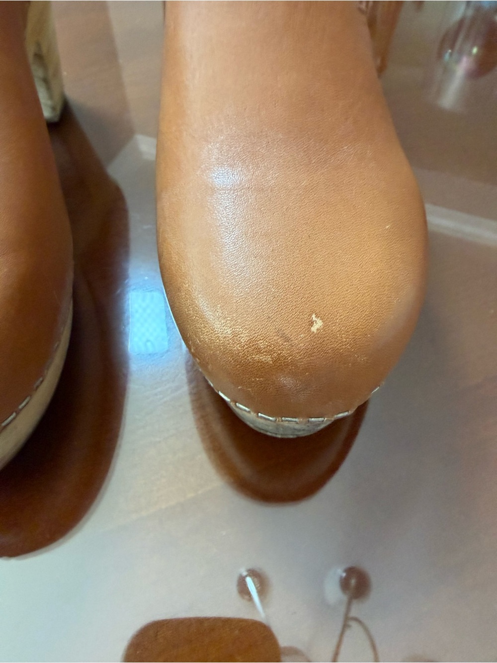 Free People Tan Leather Platform Clog Heels - Picture 7 of 7